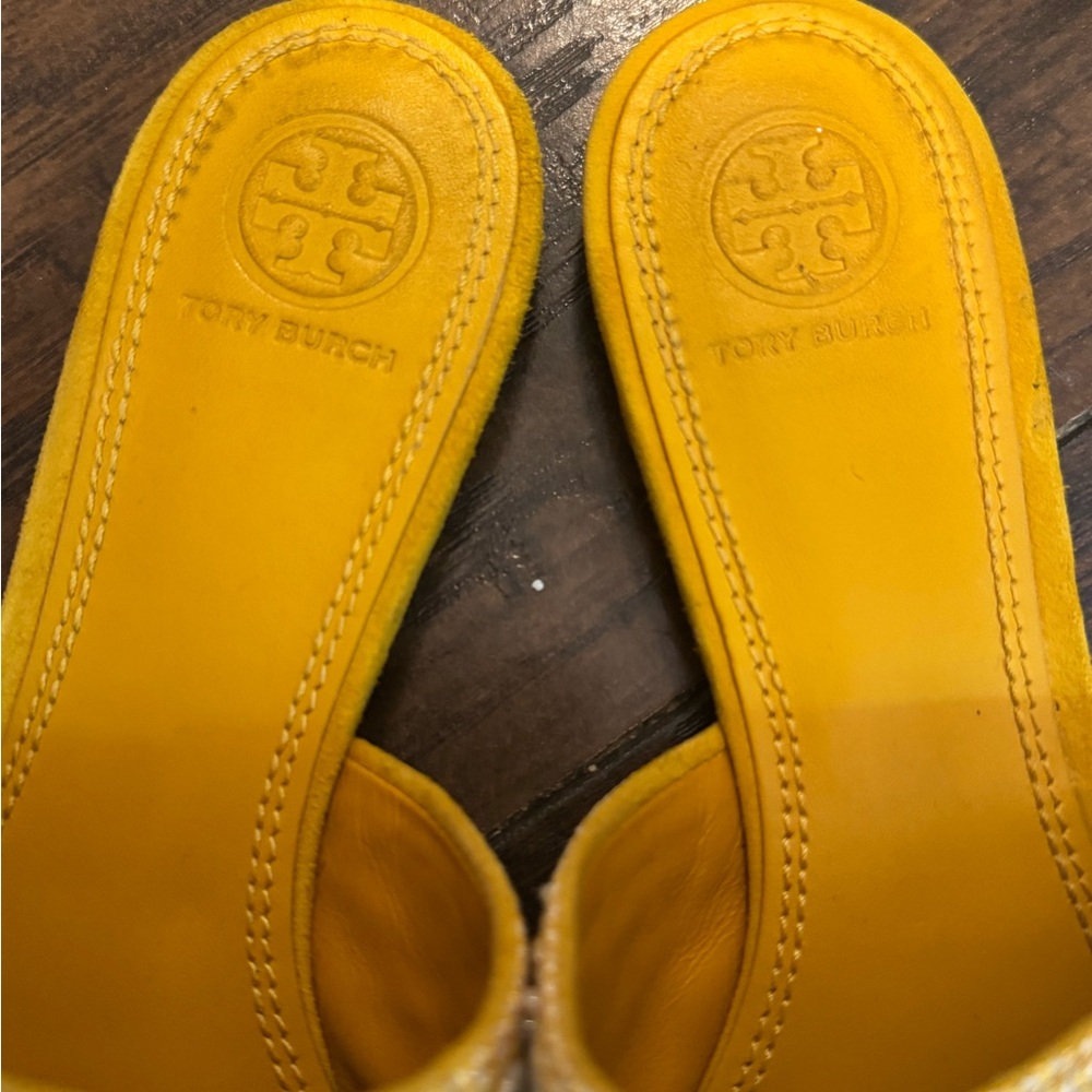 Tory Burch Elora Mirrored Pointed Toe Flat Slide Sandals - Picture 3 of 13